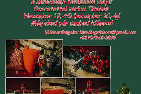 Kedveseim!
Eljött hát az idő, az egyik legszebb időszak ! 
Karácsonyi fotózásra 